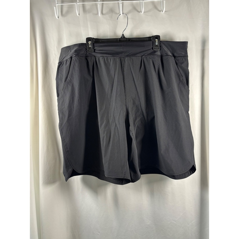 Lands End Womens 24W Black Active Swim Shorts Pockets Built-in Liner Boardshort